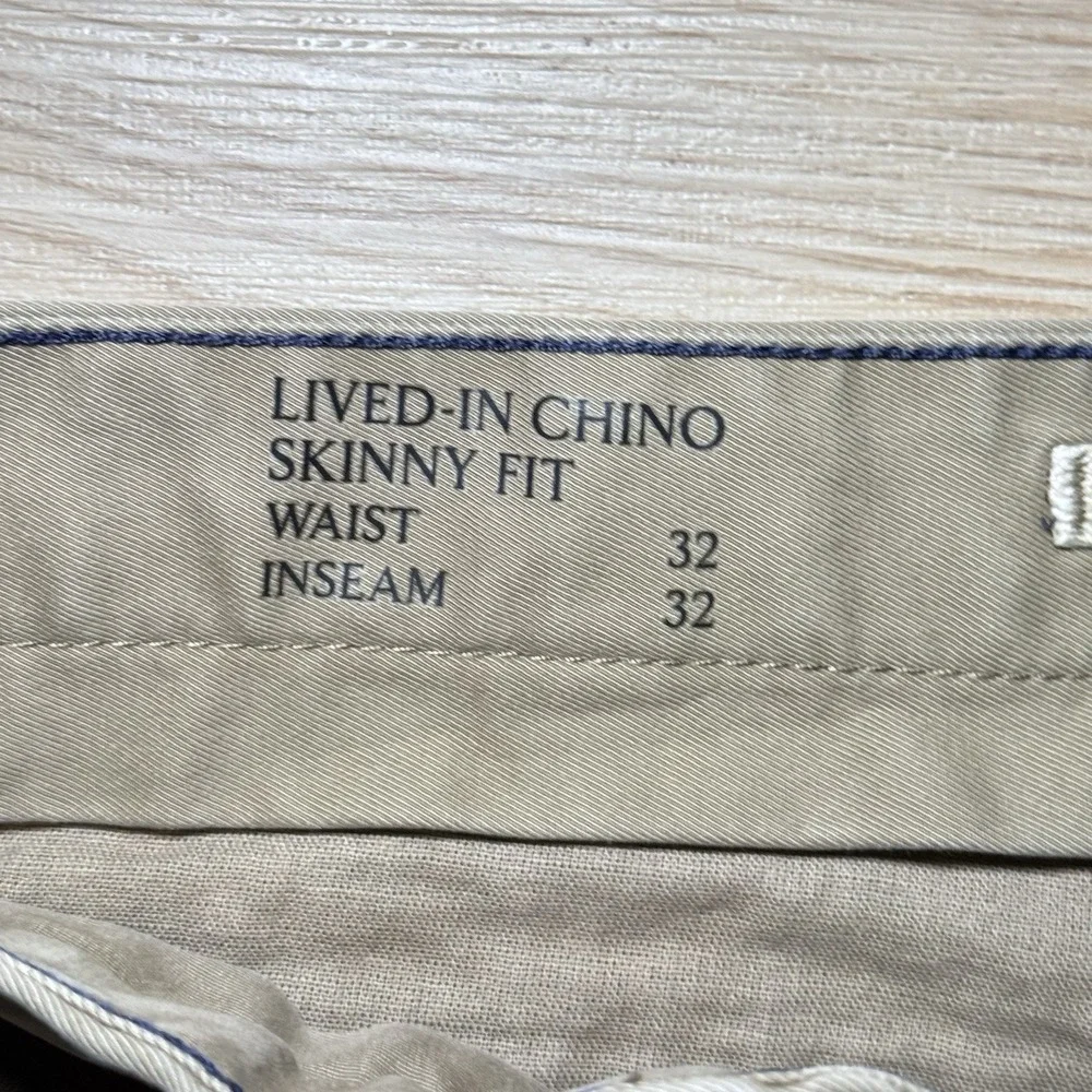 Banana Republic‎ Men's 32x32(31.5) Lived-In Chino Pants Khaki Flat Front